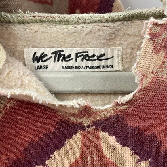 Free People Geometric Patterned Hoodie - Pink and Tan - Picture 7 of 10